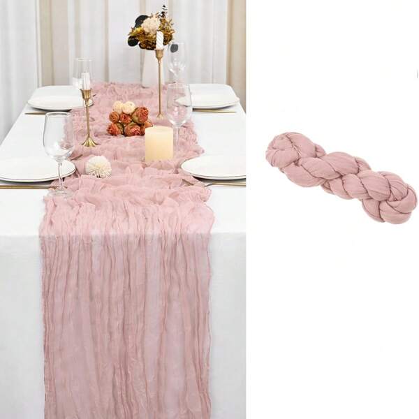 1 PC Table Runner Rust Gauze Rustic Cheesecloth For Wedding Boho Bridal Shower Birthday Thanksgiving Party Christmas Decoration