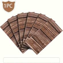 1 pezzo Tovaglia monouso in plastica con finitura in legno, adatta per tavoli rettangolari da 137*274cm, in materiale PE sottile e leggero, stile vintage country, tema da fattoria occidentale, adatta per compleanni, lauree, riunioni familiari - Castano - Visualizzare 4