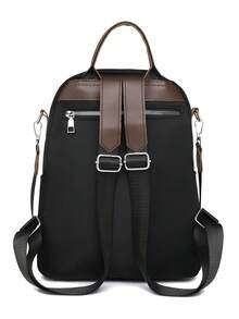 Women Fashion Large Capacity Versatile Backpack With Rivet, Handbag & Shoulder Bag For Commute, Student, Moms - Black - View 8