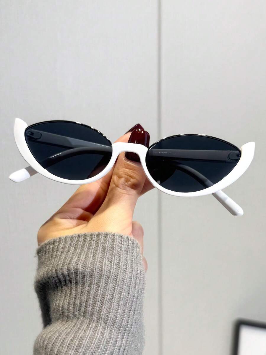 1 副女士猫眼无框时尚眼镜，适合夏季海滩度假、户外、旅行的街头风格 - 紫色 - 查看 1