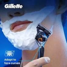GILLETTE 吉列 Fusion 5 贴合舒适，手柄 + 4 个刀片替换装，含支架 - 銀色 - 查看 7