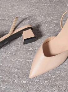 Chaussures à talons hauts blanches pour femmes avec sangle arrière, mules pointues