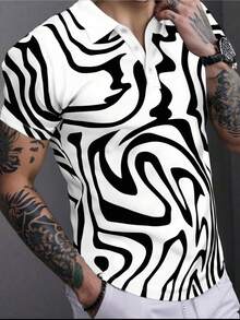 Men's Striped Design Casual Comfortable Polo Shirt - Multicolor - View 4