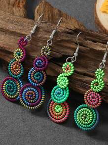 Handmade Colorful Retro Woven Rainbow Earrings, Fashionable Earrings For Women, Elegant Accessories For Home, Casual, Street, Party, Classic Souvenir, Ideal Gift For Valentine's Day, Birthday, Anniversary