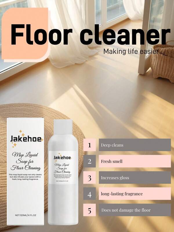 1pc 120ml Floor Cleaner A Liquid Lemon Scent Cleaner For Home Floor Cleaning, Flooring, Tile, Cleaning, Brightening, Staining, Polishing, Cleaning Liquid