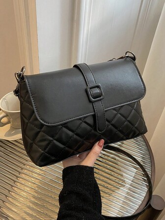 纯色女包2025新款韩版刺绣菱格手提包时尚大容量单肩腋下小方包