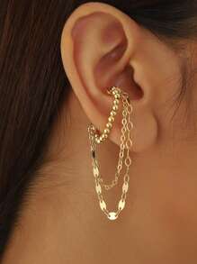 1 pieza Accesorio de oreja con borla de perlas falsas de estilo punk lujoso y magnético, adecuado para accesorios diarios y de fiesta para mujeres
