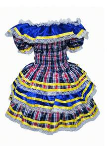Country Dress For Children, Youth, June Festival, Traditional Square Dance, São João, Butterflies Kids - 藏蓝色 - 查看 3