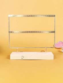 (Custom) 1pc 2-Tier Metal Earring Holder Organizer Display Rack, Jewelry Stand For Studs & Clips, Home Use - Multicolor - View 14