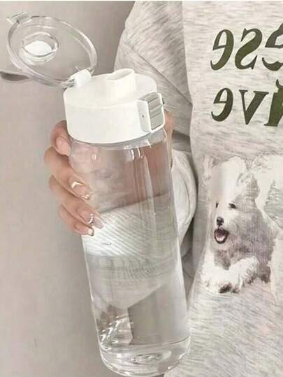 1 件 350/550/800ml 透明水瓶、杯子、夏季旅行水瓶，带翻盖和防漏嘴，便携式简易塑料饮料瓶，可重复使用的补水杯，适用于运动、健身房、办公室、学校、户外活动、夏季必需品