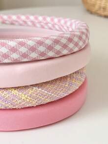 4pcs/Set Pink Girls Hair Clips, 1.5cm Sponge Headbands, Cute & Fashionable Hair Accessories For Girls - Pink - View 2