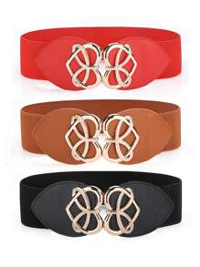 1pc/2pcs/3pcs/4pcs Elastic Waist Belt With Buckle Decor For Women Valentine's Day Valentines Summer, School Fall, Autumn, Halloween