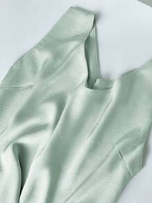 Damen Frühling/Sommer elegantes Lässig Set bestehend aus dünnem Jacquard Viskose-ähnlichen Stoff V-Ausschnitt Tanktop und geraden Hose, 2-teilig