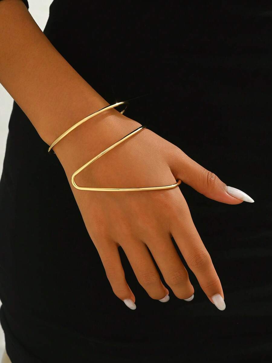 1pc Minimalist Exaggerated Geometric Bracelet, Women - Yellow Gold - View 1