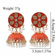 1 par de pendientes retro con gotas de agua, incrustados con perlas y rhinestones, pendientes con borlas, pendientes bohemios con campanas, pendientes para mujer para uso diario, banquetes, fiestas y vacaciones