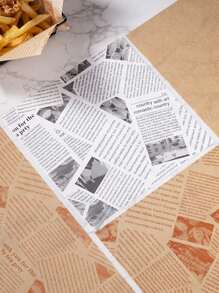 100 pièces de papier anti-huile, papier de hamburger, frites et poulet frit, papier absorbant l'huile, papier de cuisson, papier d'emballage pour sandwich, style de journal avec imprimé rétro de journal pour doublures alimentaires