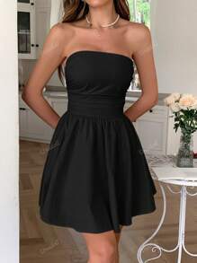 Vestido elegante para fiesta, fiesta de té, fiesta corta de vuelta al colegio, vestido sexy que ciñe la cintura, vestido strapless para ir a la playa, citas, el Día de San Valentín, el Día de la Madre, vacaciones de verano