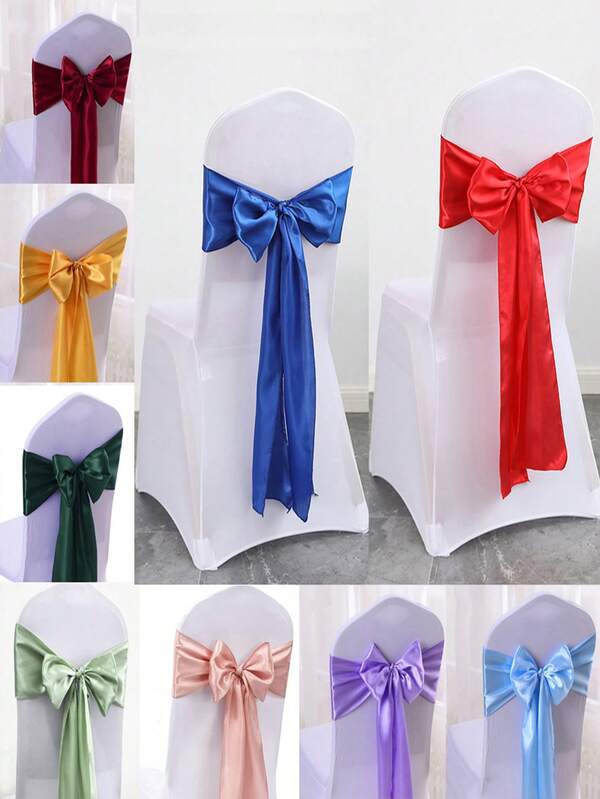 5pcs/10pcs Satin Chair Sashes Wedding Chair Bowknot Dining Chair Sash Silk Chair Ribbon Bows For Party Ceremony Reception Home Kitchen Event Banquet Birthday Hotel Chair Decoration