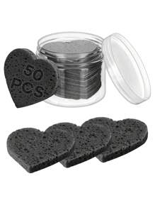 SHEIN X Milania 50-Count Facial Sponges Compressed, 100% Natural Cellulose Face Sponge Professional Cosmetic Spa Sponges For Face Cleansing, Exfoliating Mask, Makeup Removal For Travel And Home