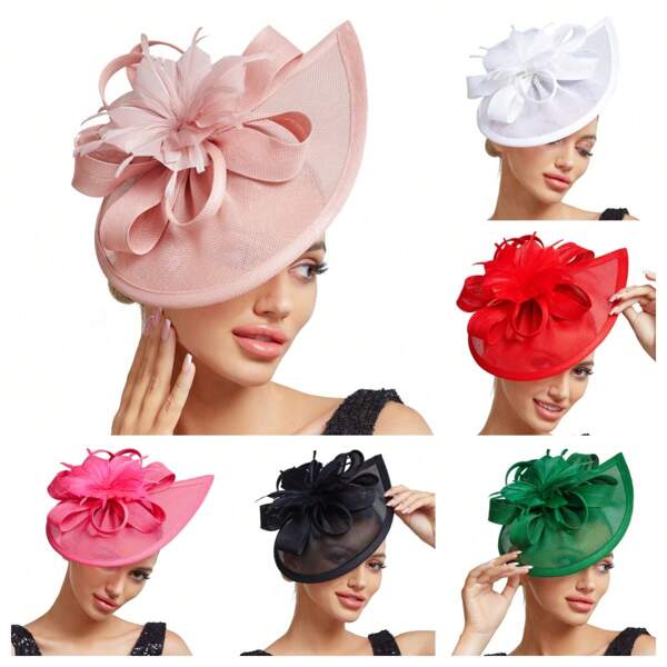 Vintage Fashion Wedding Sinamay Charming Hat Derby Party Hat All White Retro Church Kentucky Ascot Hat Bridal Headband Elegant Women Wedding Accessories Mini Hats Tiny Hats Fascinator Mini Top Hat Mini Cap