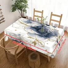 1pc Premium Golden Line Floral Pattern Tablecloth - Modern Minimalist Design, Elegant Decoration For Your Dining Table, Suitable For Picnic, Camping, Wedding, Birthday Party, Restaurant. Durable Tablecloth For Home And Festival Decor