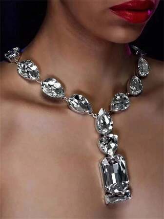 Collar de lujo con borlas de estilo bohemio, accesorio de collar macro de cristal de moda para club nocturno sexy para mujeres