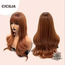 JBEXTENSION 26 Inches Curly Copper Fashion Wig With Bangs CICILIA - COPPER - View 8