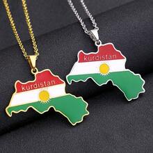2pcs Stylish Stainless Steel, Kurdish Map Pendant Necklace - Multicolor - View 3