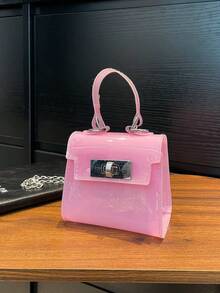 1pc Mini Transparent Pvc Pain Bag Handbag, Ins Jelly Casual Change Lipstick Bag, Girls Summer Transparent Outdoor Beach Bag, Fashionable Niche Commuting Spring And Summer Versatile Chain Shoulder Messenger Bag Ins Style Bag Can Hold Cosmetics Suitable For Girls To Go Out Shopping Daily Use - Mini Jelly Bags - View 15