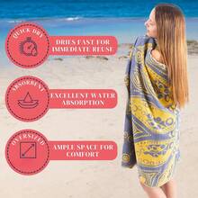 Cute Beach Towel Quick Dry For Travel Pool Swimming, 31''x71'' Oversized Towel Big Beach Towel, Lightweight Sand Proof - 金色曼陀羅 - 查看 3