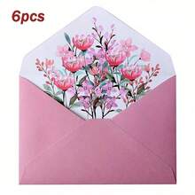 6pcs Elegant Floral Pattern Envelopes, Floral Design Suitable For Love Letters, Wedding Invitations, Invitation Cards, Love Letter Envelopes Back To School - Multicolor - View 17