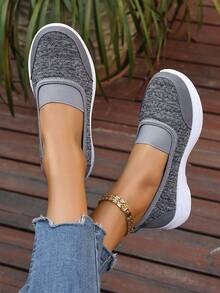 2026 Women Casual Versatile Sports Shoes, Solid Color Breathable, Suitable For Spring, Summer, Autumn, Outdoor Slip-On - Grey - View 4