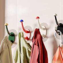 1pc Resin Material Mushroom Shaped Dark Color Wall Hook, Waterproof, No Drilling, Load Bearing, For Dorm, Bathroom, Kitchen, Entry Door