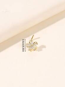 1pc L-Shaped Fashion Delicate Cute Golden Flower Nose Stud/Ring, Women's Daily Wear Nose Accessory - Gold - View 4