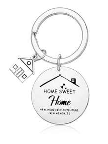 1pc Unisex Home Sweet Home New House Key Chain, Stainless Steel House Shaped Pendant Keyring, Housewarming Backpack For School Car Accessories Cute Goth Y2k Halloween Accessories Teachers Day Christmas Gift Ideas - Silver - View 2