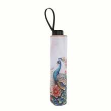 Bright Peacock Pattern Folding Manual Umbrella - Reinforced 8-Bar Steel Frame, UV Protection, Compact Folding Design, Durable 190T Vinyl Fabric And Ergonomic Rubber Handle, Recreational Rain Gear | Folding Umbrella | Durable Vinyl Canopy, Outdoor Umbrella Summer Cooling,Beach,Travel
