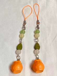 1pc Cute Cartoon Fruit Orange Pendant Strap Compatible With Mobile Phone Case, Summer Phone Accessory - Multicolor - View 3