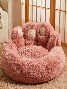 [Bear Paw Bed] 31in Plush Dog Bed - Heavy-Duty Non-Skid Base, 40lbs Capacity, Quick Spot Cleaning - Pink - View 4