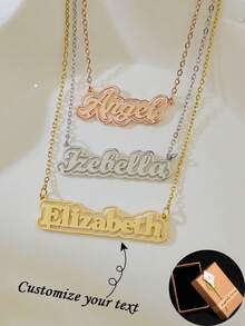 1PC Exquisite Fashion Personalized Customized Letter Stainless Steel Gold-Plated Necklace For Men Women Classic Hollow Jewelry Accessories Birthday Mother's Day Gift - Multicolor - View 1