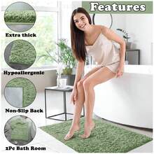VELVETIO Bath Mat Set Zero Twist Soft Pedestal Mats Non Slip Toilet Bathroom Rug 2PC - Sage Green - View 4