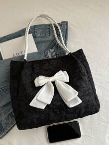 Bow Accent One Shoulder Tote Bag, Vacation Style