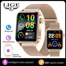 LIGE时尚智能手表，方形表盘，计步，计时，运动，无线通话，音乐播放，闹钟提醒，多功能女士智能手表