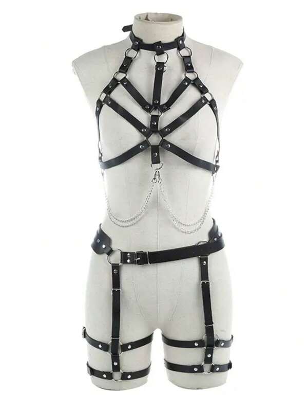 Sexy Lingerie Accessories Sexy Leg Harness Belt Leather Lingerie Erotic Body Harness Women Mature Suspenders Garter Belt Harness Fetish Bondage