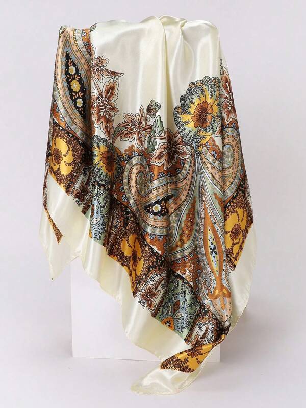 1 Stück 90cm bunter Paisley-Muster Schal/Bandana/Kopftuch für Damen, geeignet für Outdoor, Strand, Mode-Accessoire Haarschal