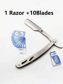 1 Set de Afeitado (1 Navaja + 20 Hojas) Navaja Plegable Premium - Navaja de Filo Recto de Calidad de Barbería para Cuidado Facial, Afeitado Manual, Recorte de Barba y Peluquería - Acero Inoxidable Duradero, Diseño Ergonómico, Portátil y Ahorra Espacio, Especificaciones: 10 Hojas, 20 Hojas, 30 Hojas, 1 Set de Afeitado (1 Navaja + 20 Hojas), 1 Set de Afeitado (1 Navaja + 10 Hojas), 1 Set de Afeitado (1 Navaja + 30 Hojas)