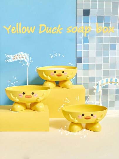 1 pièce Support de savon en forme de canard - Organisateur de salle de bain mignon, plateau à savon antidérapant, décoration de douche amusante et cadeau, garde le savon sec et propre - idéal pour bébé, maison, cadeaux de fête