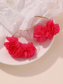 NAIZHU 1 Pair Creative Leopard Floral Element Hoop Earrings, Fashionable Flower Dangle Earrings For Vacation Party Accessories - EZ2949 - View 10