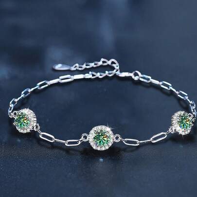 1 chiếc vòng tay nữ bằng bạc Sterling 925 cao cấp 1,5 carat Moissanite, thích hợp để đeo hàng ngày, tiệc tùng, kỳ nghỉ, sinh nhật, ngày của mẹ, kỷ niệm ngày cưới, quà tặng trang sức cho phụ nữ