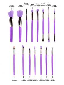15pcs Makeup Brush Set, Double-Ended Eye Makeup Brushes, Eye Shadow Brushes, Beauty Tools - Multicolor - View 2