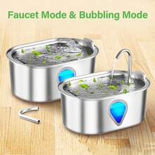 Bfairy 3.5L/0.93GAL Stainless Steel Pet Water Fountain Automatic Pet Dispener With Viewable Window Observe Water Level Suitable Cats Dogs Multiple Pets - US A Type Plug(110-127V) - View 5